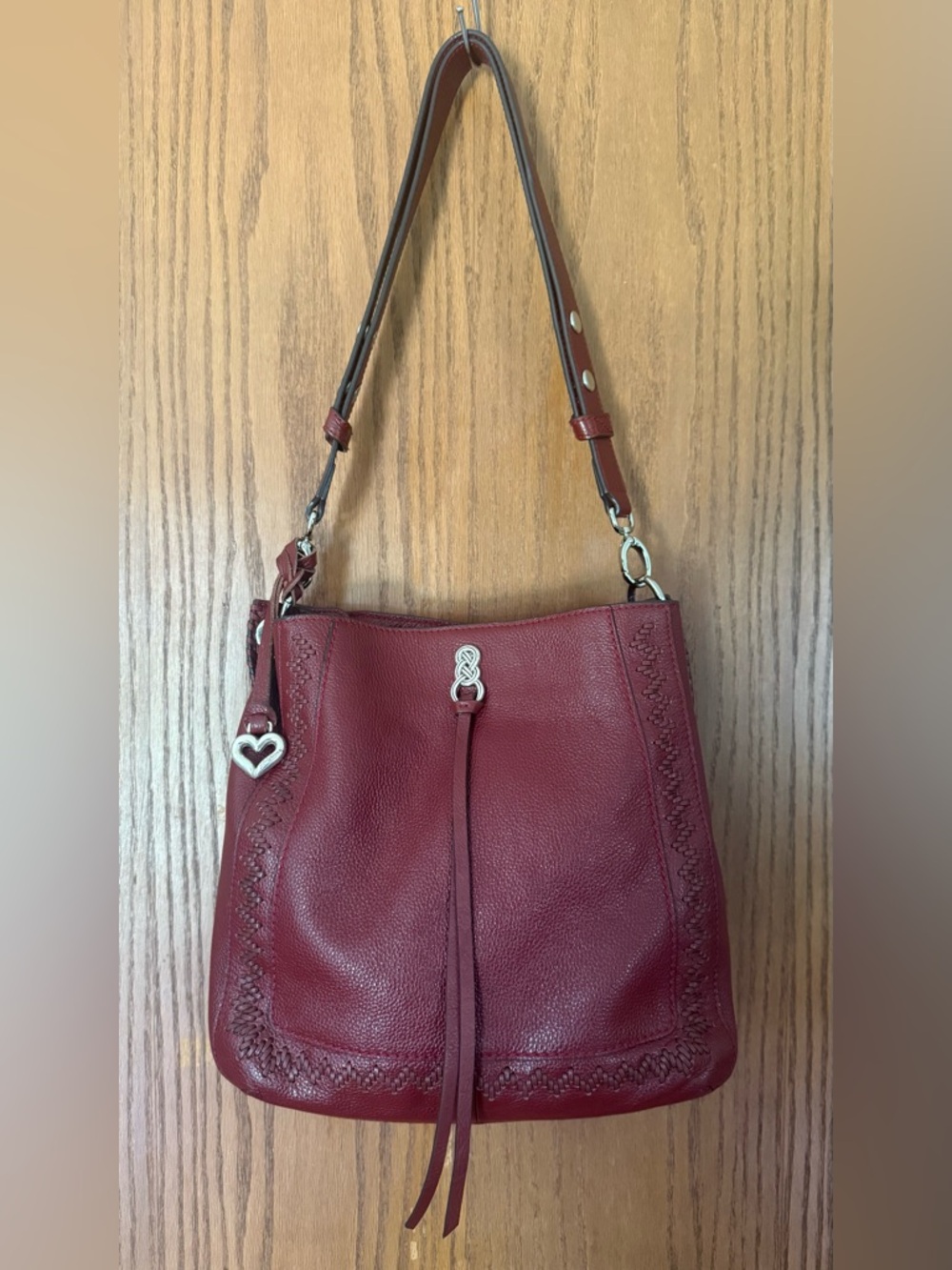 Brighton RARE Chili Pepper Red Hue Georgia Convertible Hobo Leather Quiet Luxury